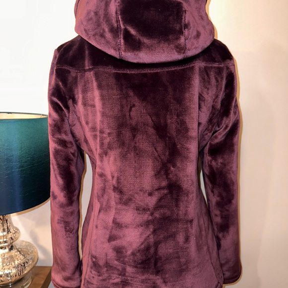 Weatherproof Ladies Plum Velour Sherpa Lined Hooded Jacket Large Mint! - Picture 2 of 4